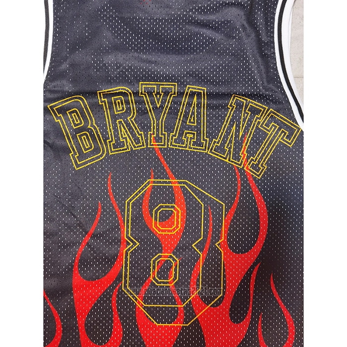 Camiseta Los Angeles Lakers Kobe Bryant #8 Flames Negro